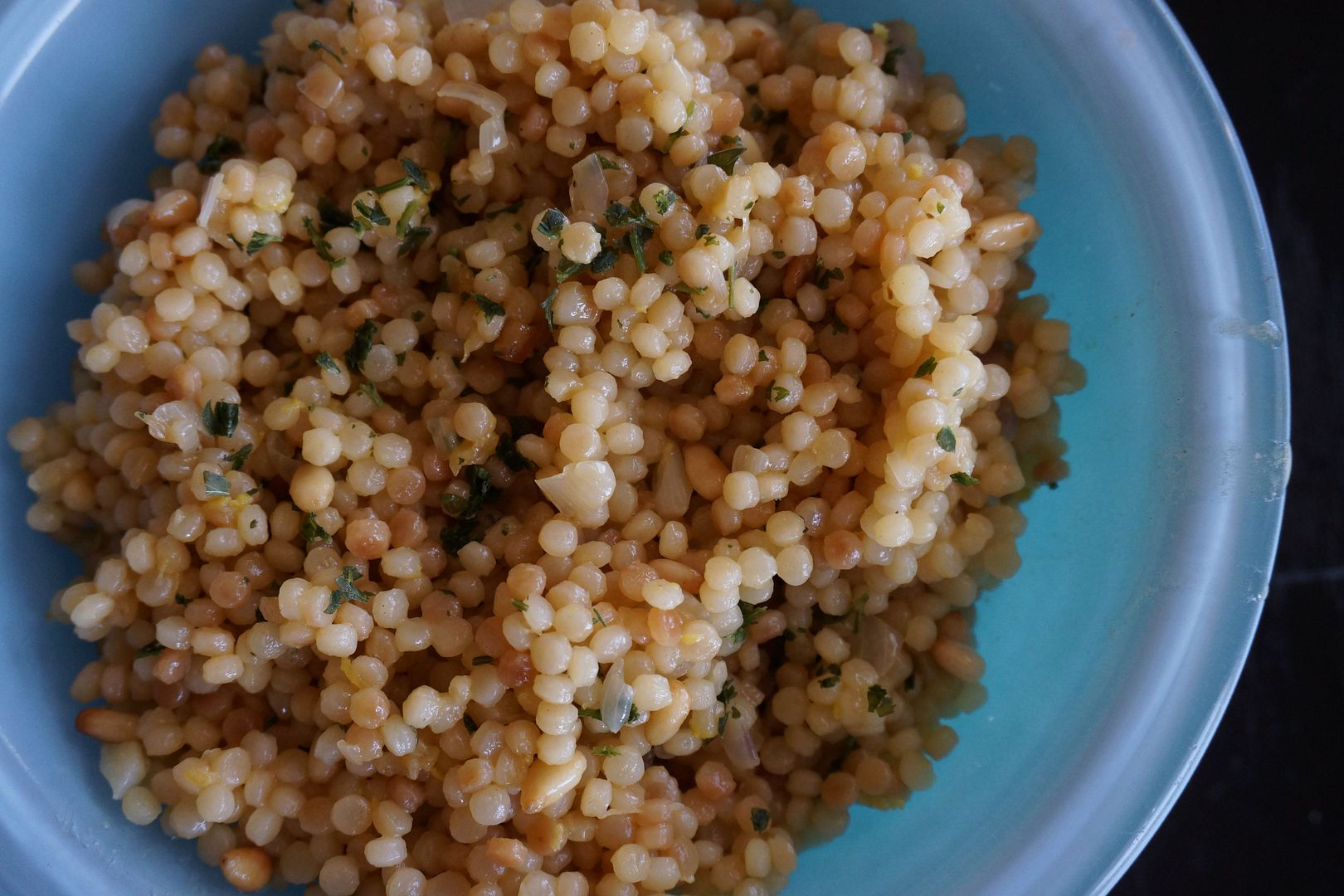 Anne's Odds and Ends Israeli Couscous with pine nuts and parsley